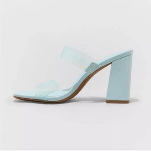 Light blue mules